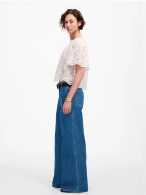 NWT MADEWELL Wide Sweep Trouser Jeans, Relaxed, Java Wash, 100% Cotton, 30 P